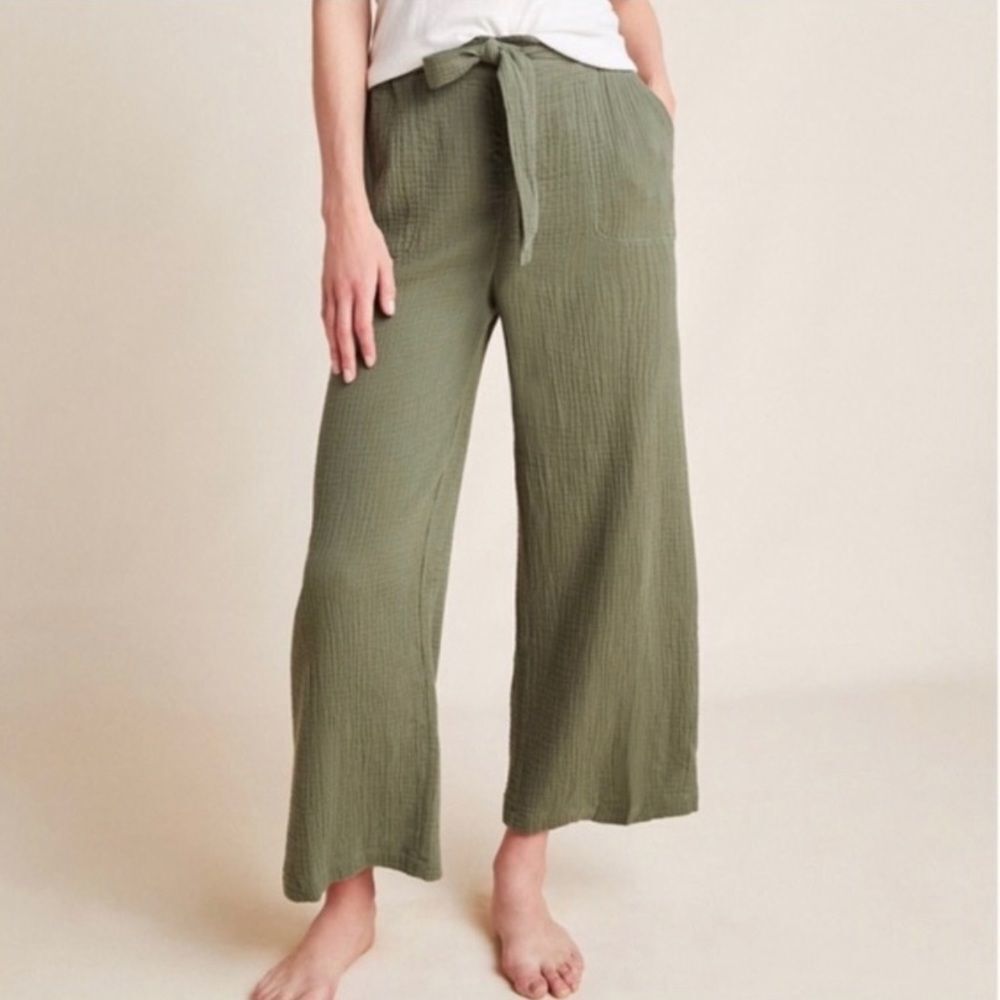 Anthropologie Saturday Sunday Kimber Green High Waisted Wide leg pants